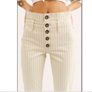 Free People Pinstripe Crop Skinny Pants